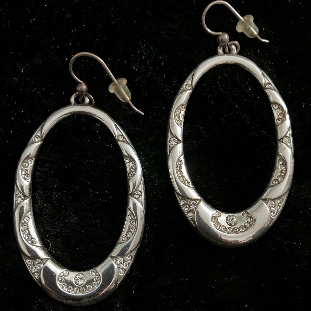 Brighton 💕 Beautiful Engraved Vintage Earrings with Sparkling Embedded Crystals